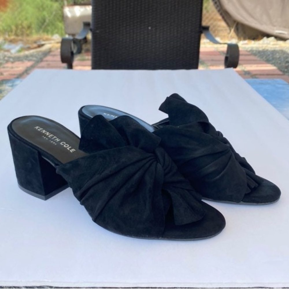 Twist Suede Mule Heels